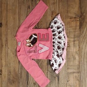 Pink, white, and brown LOVE football long sleeve shirt dress